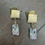 Amethyst slice "Origami" and geometric post earrings - gold tone - Renee Piatt Collection