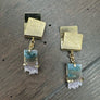 Amethyst slice "Origami" and geometric post earrings - gold tone - Renee Piatt Collection