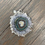 Amethyst/jasper stalactite slice Flower necklace - silver - Renee Piatt Collection