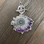 Amethyst/jasper stalactite slice Flower necklace - silver - Renee Piatt Collection
