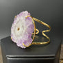 Amethyst/Jasper stalactite slice prong set cuff - gold - Renee Piatt Collection