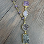 Asymmetrical purple beaded druzy necklace - gold - Renee Piatt Collection