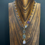 Asymmetrical purple beaded druzy necklace - gold - Renee Piatt Collection