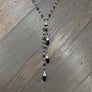 Black spinel bubble and onyx waterfall lariat - sterling silver - Renee Piatt Collection