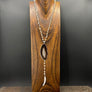 Brown and ivory agate slice necklace with shell horn - silver - Renee Piatt Collection