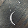 Crescent and dangling star pavé cz necklace - silver, gold - Renee Piatt Collection