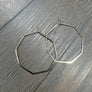 Dainty octagon flattened hoop earrings - gold, silver - Renee Piatt Collection