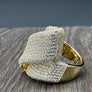 Dazzling pavé 3D fold ring - sterling silver, gold vermeil - Renee Piatt Collection