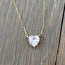 Dazzling small cz heart necklace - silver, gold - Renee Piatt Collection
