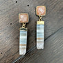 Desert Sand and sky long amethyst slice gemstone earrings - gold - Renee Piatt Collection