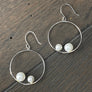 Double faux pearl balancing hoop earrings - silver and gold - Renee Piatt Collection