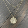 Double strand tiny eye and hamsa coin necklace - sterling silver, gold vermeil - Renee Piatt Collection