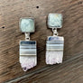 Gemstone post and amethyst slice drop earrings - silver - Renee Piatt Collection
