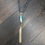 Gray braided leather with labradorite accent necklace - Renee Piatt Collection