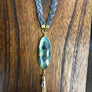 Gray braided leather with labradorite accent necklace - Renee Piatt Collection