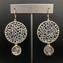 Hematite disc mixed metallic druzy earrings - gold & silver - Renee Piatt Collection