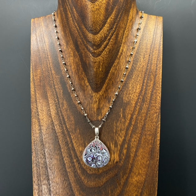 Fordite pendant necklaces - mixed metals
