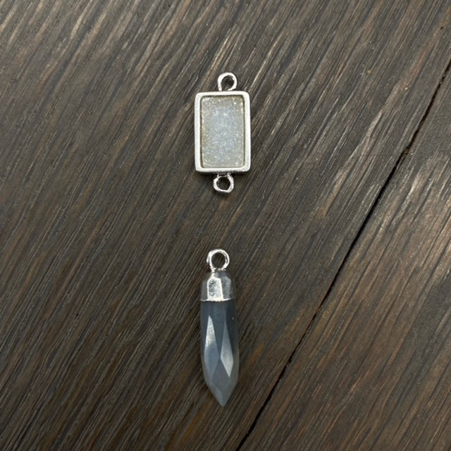 ***Long Y necklace with gemstone accents - silver, gold