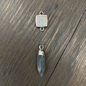 ***Long Y necklace with gemstone accents - silver, gold
