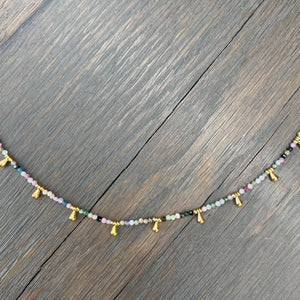 Gemstone beaded necklace - gold vermeil
