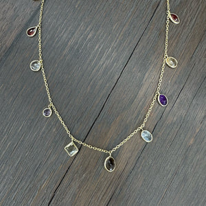 Dangling geometric multi cz necklace - sterling silver, gold vermeil