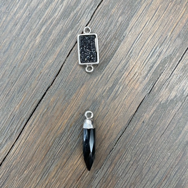 ***Long Y necklace with gemstone accents - silver, gold