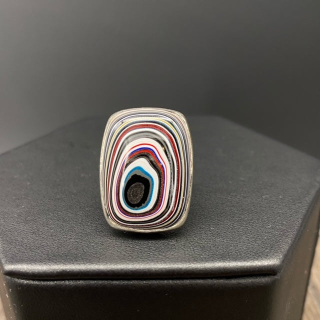 Fordite "detroit Agate" rings - sterling silver