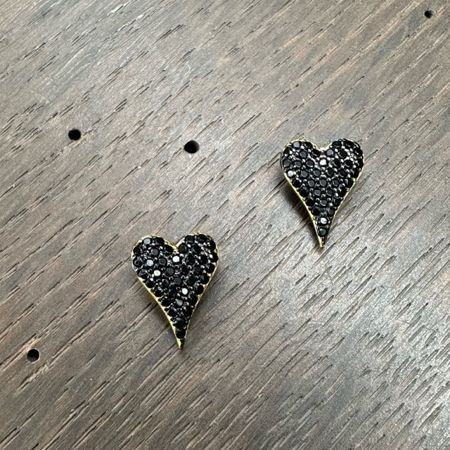 Small pavé heart studs - sterling silver, gold vermeil