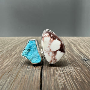Wild Horse Jasper + Turquoise ring - sterling silver