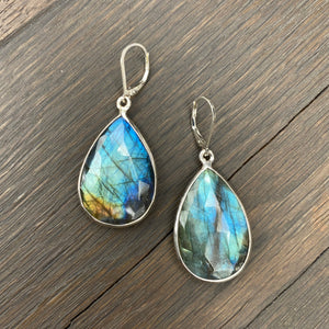 Extra quality labradorite earrings - sterling silver