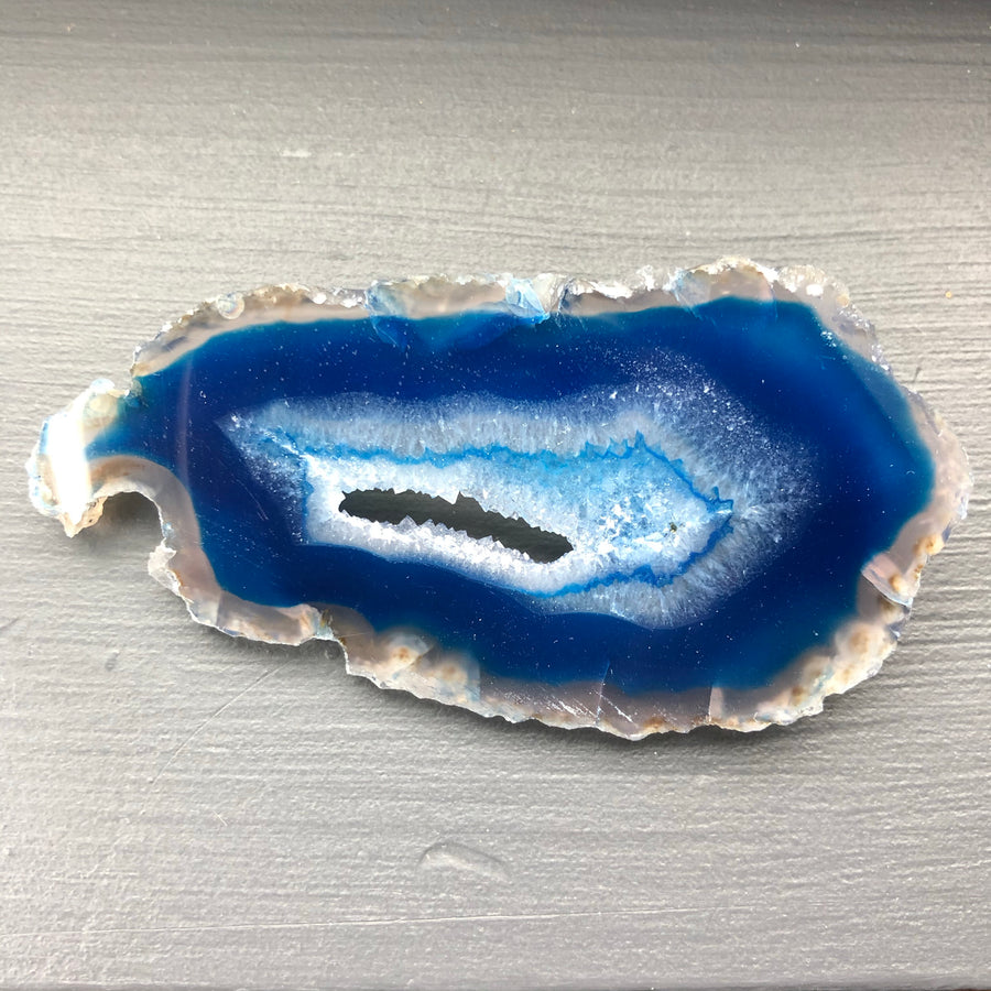 Agate slice brooch with metal trim - Click for multiple color options