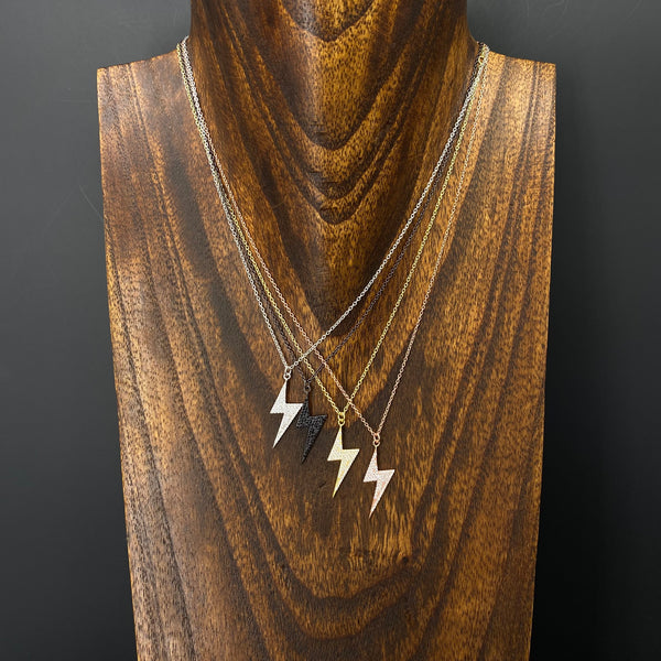 Silver Toned Lightning Bolt Pendant Necklace - Kiola Designs