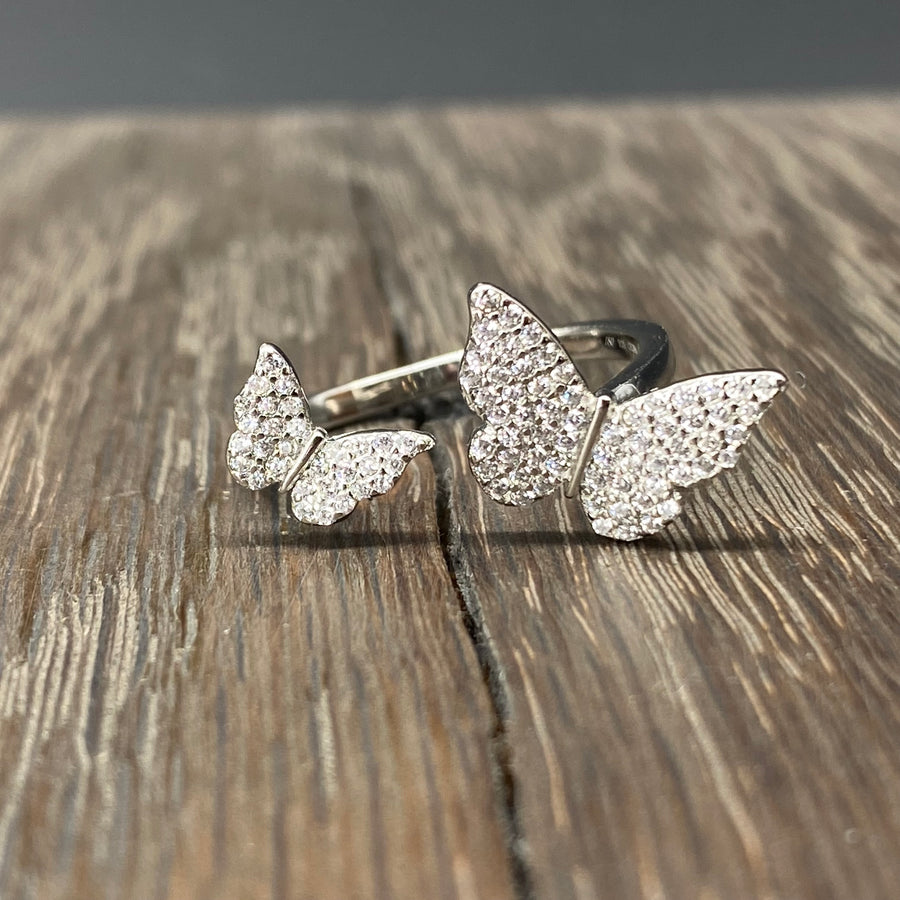Butterfly pavé ring - sterling silver