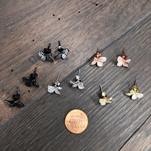 Tiny pavé cz 3D flower stud earrings