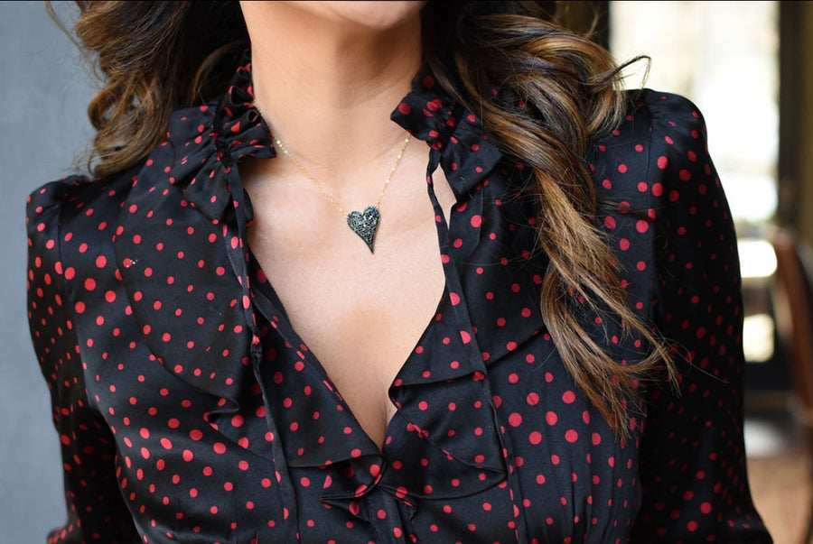 Medium pavé cz heart necklace - gold vermeil