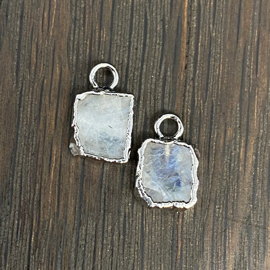 Gemstone free form tab thread earrings - sterling silver