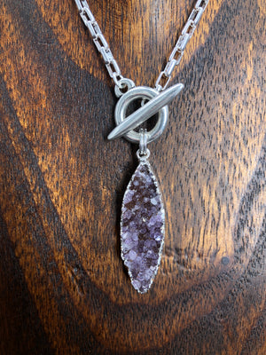 Druzy marquis toggle necklace