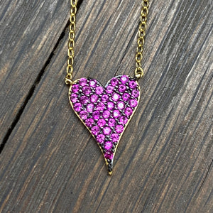 Tiny pavé heart necklace - sterling silver, gold vermeil