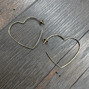 Heart outline hoop earring - silver, gold