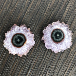 Amethyst and jasper stalactite slice flower stud earrings
