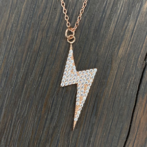 The Women Who Rock™ pavé cz lightning bolt necklace -silver, gold, gunmetal, rose gold - no coupon codes please