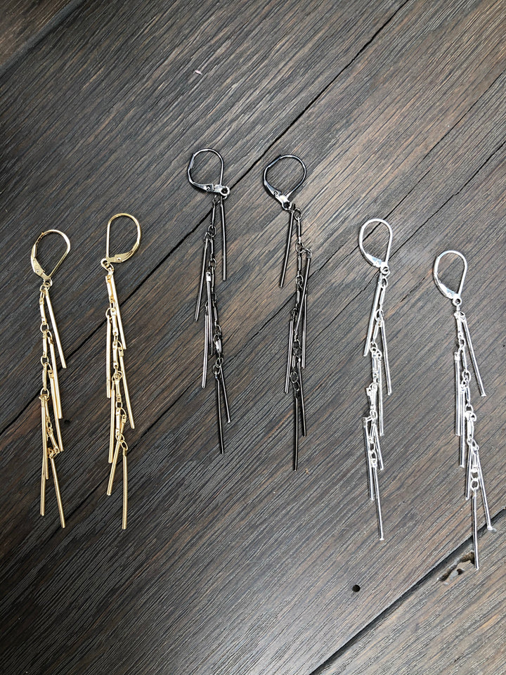 Rocker chic metal fringe earring - various metals