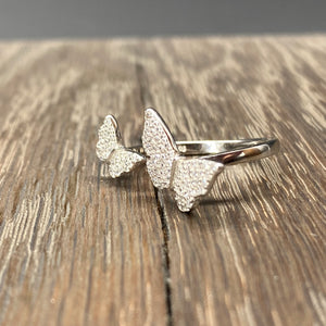 Butterfly pavé ring - sterling silver