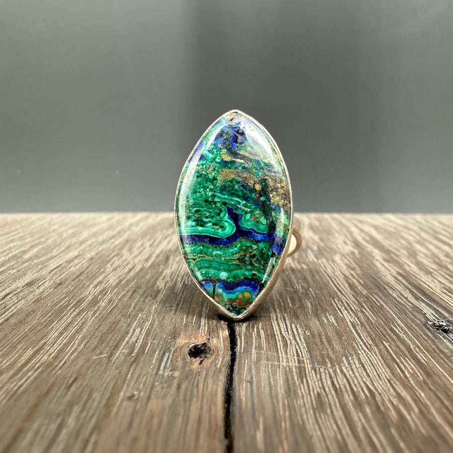 Malachite ring - sterling silver