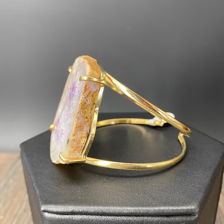 Geode slice cuff bracelet - gold