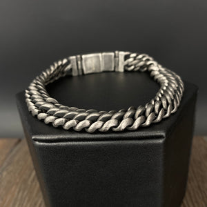 Men’s woven chain bracelet - antique silver stainless steel