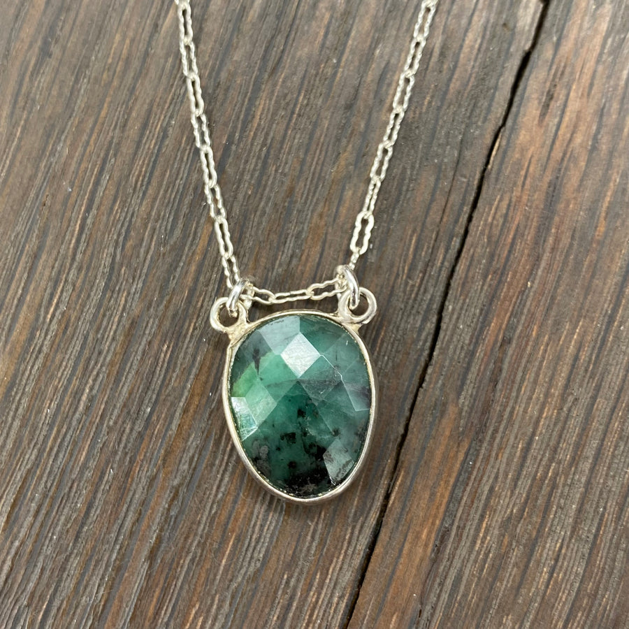 Faceted Gemstone pendant - sterling silver