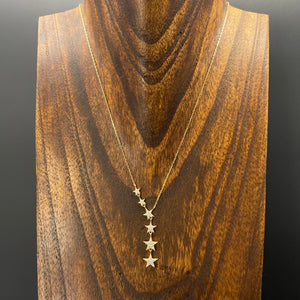Pavé cz star y necklace - sterling and gold vermeil