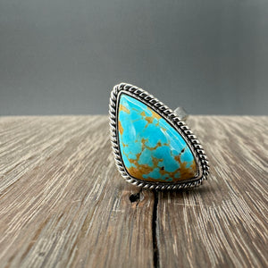 Beaded Trimmed turquoise rings - sterling silver
