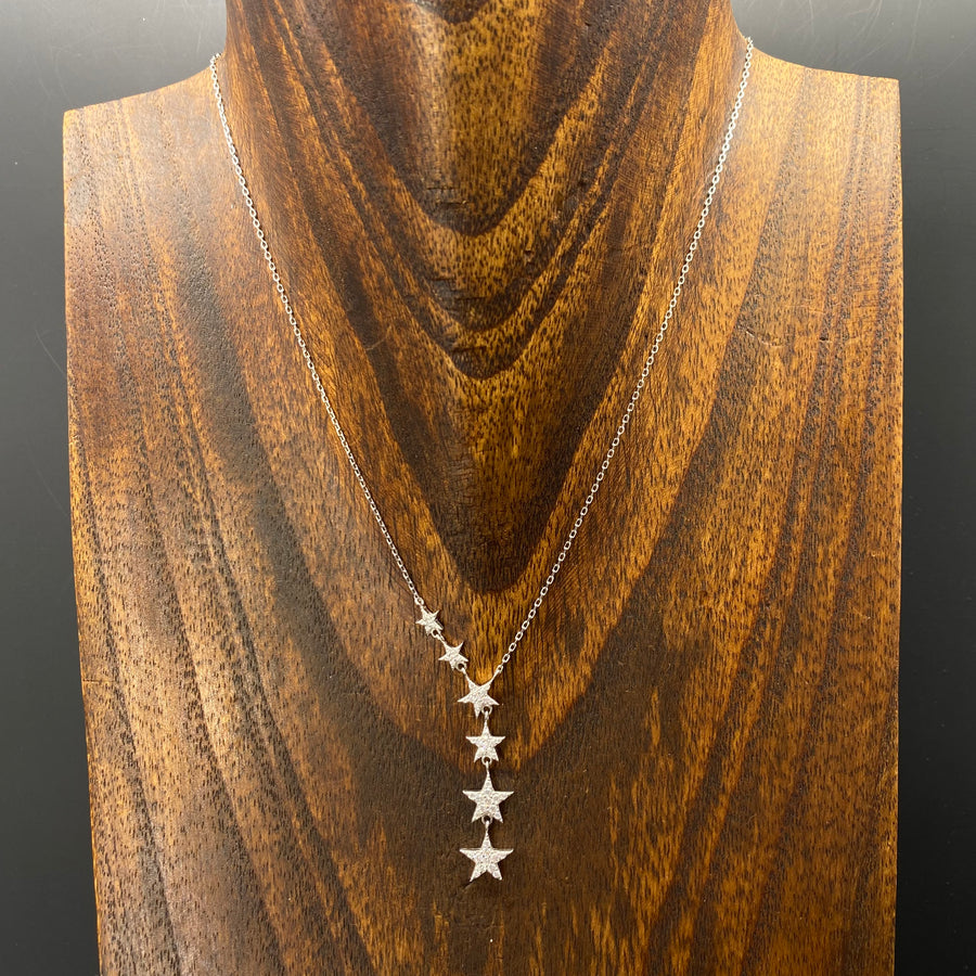 Pavé cz star y necklace - sterling and gold vermeil